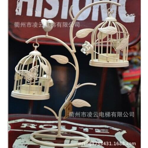 European retro Markor rural countryside creative personality wrought iron bird cage candle cup desktop decoration ornaments