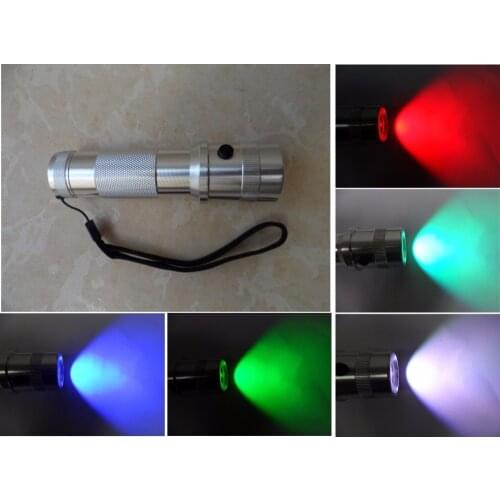 3W LED RGB Colour Changing Torch Flashlight 10 colours New battery powered torch Party DJ Disco show lighting