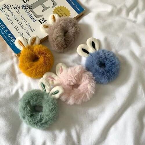 Headwear Women Elastic Hair Bands Tender Cartoon Ins Adult Kawaii Chic Hairy Daily Winter Sweet Accessories for Girls Rabit Ear