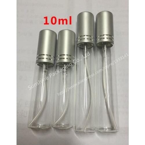 Hot sale 12pcs 10ML Sample Alumium Perfume Glass Bottle Atomizer 10cc Mini Spray Vial