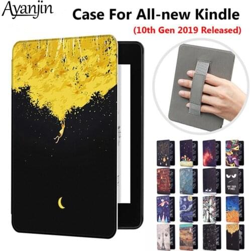 Hot Wrist Rest Magnetic Smart Case for Amazon All-New Kindle 2019 10th Generation PU Leather Slim Handle Stand Cover+Film+Stylus