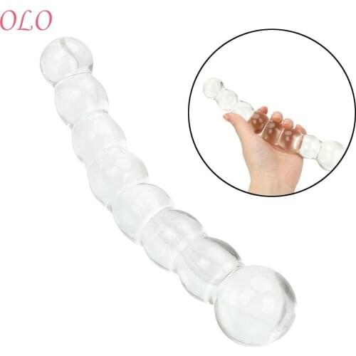 IKOKY Glass Butt Plug Erotic Sex Toys for Women Prostate Massager Anal Plug 8 Beads