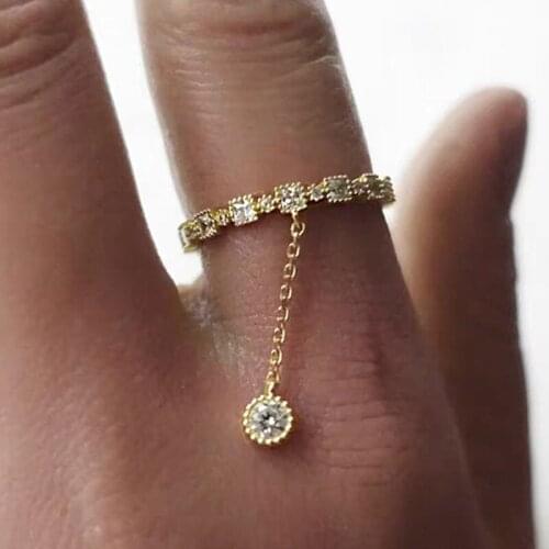 JK Index Finger Women Ring with Link Party Characteristic Rings Micro Pave CZ Daily Fashion Female Youth Jewelry Accessory