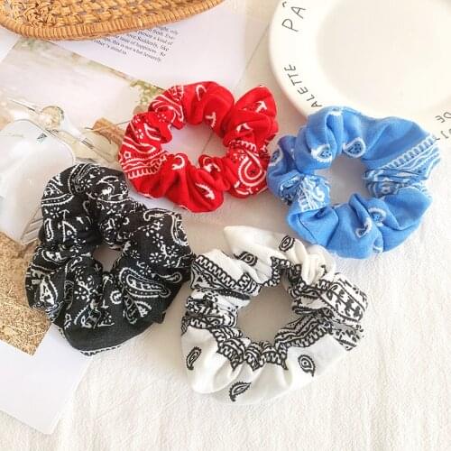 Korean Pineapple Print Hair Accessories Women Hairband Girls Hair Ties Cashew Flowers Hair Scrunchies Ponytail Holder Hair Ring