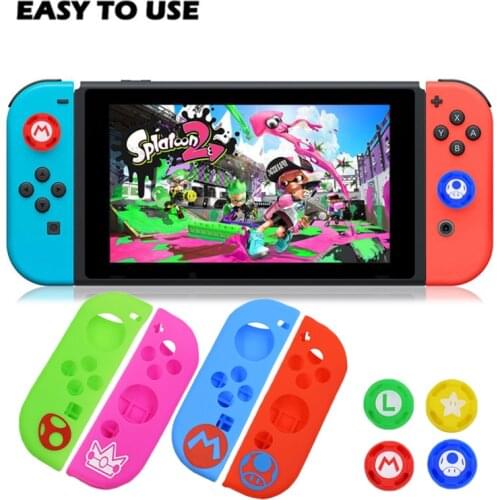 For Nintend Switch Joy Con Skin Silicone Protector NS Game Accessories Non-Slip Soft Case Joystick Cover With Thumb Grip Caps