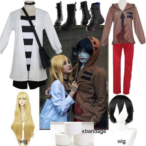 Angels of Death Cosplay Isaac Foster Cosplay Costume Anime Satsuriku no Tenshi Zack Uniforms Cosplay Props Skirt top pants wig