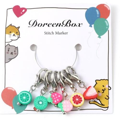 Handmade Polymer Clay Knitting Stitch Markers Fruit Pendants Knitting Marker Crochet Clips Stitch Counter Needle Clips Tools