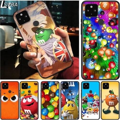 Cute MM Chocolate Shockproof Cover for Google Pixel 5 4 5A 4A XL 5G Black Phone Case Shell Soft Fundas Coque Capa