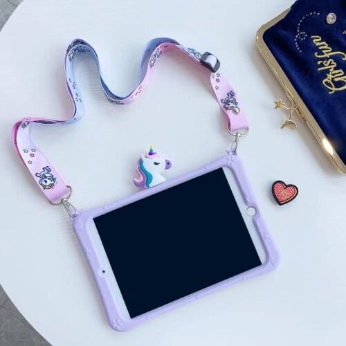Lovely Silicon Soft Case for Samsung Galaxy Tab A 8.0 2019 SM-T290 T295 Tablet Cover For T297 t290 Cover Funda+Shoulder strap