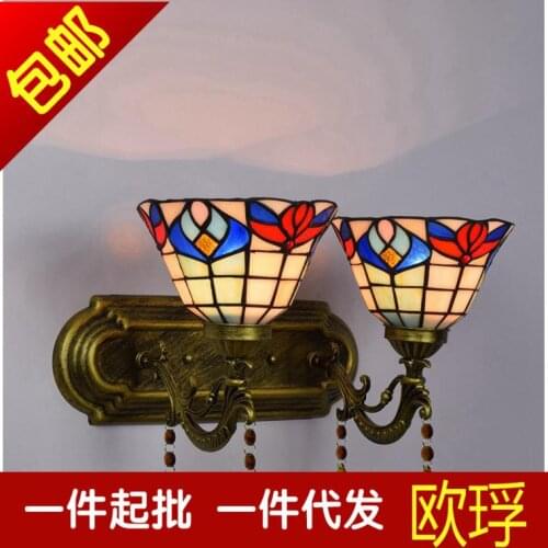 Tiffany fashion European style wall lamp Baroque Bohemia Mermaid mirror light fashion rustic bed-lighting lamps