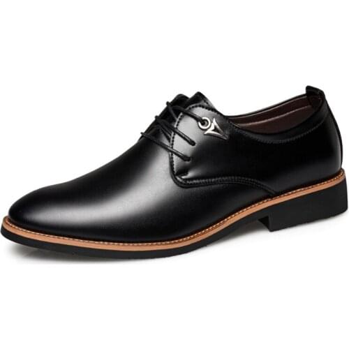 Fashion Lace-up Men Formal Leather Shoes Luxury Male Plus-size Business Derby Shoes Footwear Round Toe Suit Shoes
