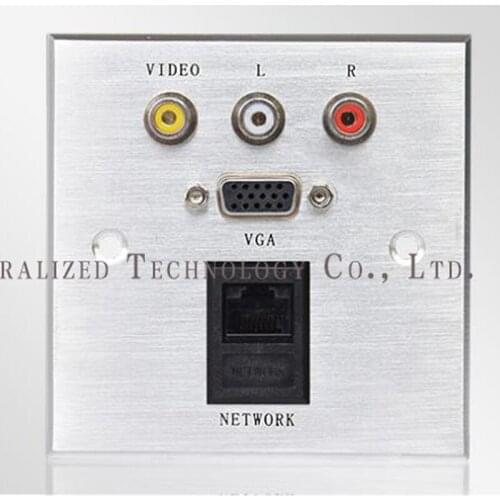 Multimedia Panel Socket Aluminum Panel Socket Multifunction Information Panel with Video,VGA,RJ45 Free Shipping