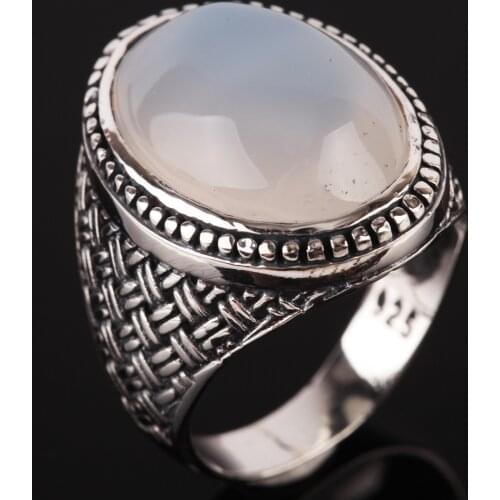 UM US JEWELRY Moonstone Gemstone 925 Sterling Silver Men Ring