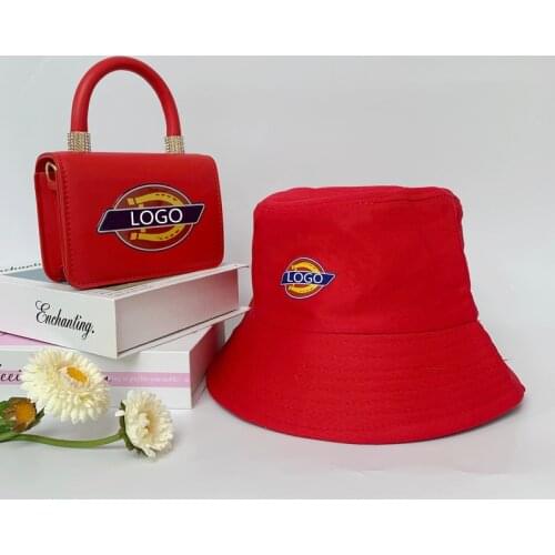 Customer customization solid color pu leather rhinestone handle women shoulder chain bags purses and hats handbags set