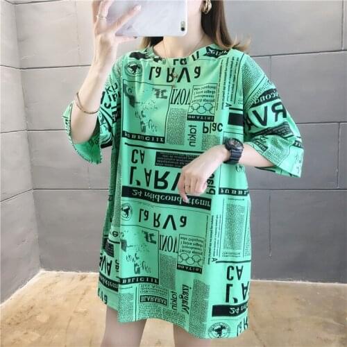 2021 News T-Shirt Women Loose Fashion Wear Short Sleeve Bright Color Summer Student Letter Street Hip Hop T-Shirt