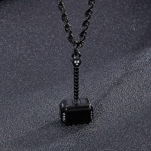 New stainless steel accessories, creative personality and fashion punk hammer inlaid stone mens titanium steel pendant