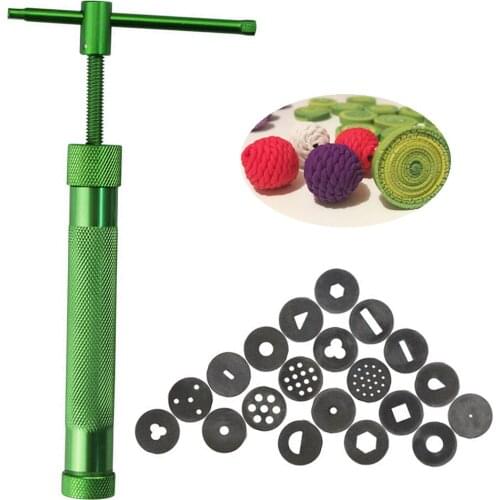 New Pottery Clay Extruders with 20 Discs Polymer Clay Sculpting Fondant Cake Extruder Tool Sugar Paste Extruder Craft Gun