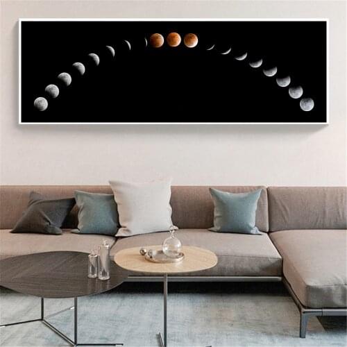 Poster Nordic Modern Creative Black and White Moon Eclipse Planet Poster Moonlight Space Moon Decorative Painting Home Decor