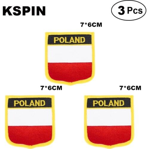 Poland Shiled Shape flag patches national flag patches for Cothing DIY Decoration
