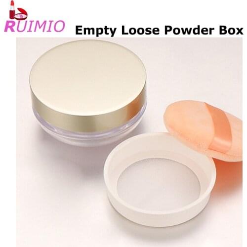 Portable Empty Loose Powder Box Double Layer Makeup Powder Container Cosmetic Case with Powder Puff