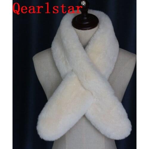 Qearlstar 2019 Fashion Women Scarf 100*14cm Faux Fur Soft Warm Winter Muffler Scarves Collar 100% High Quality Pashmina WME20