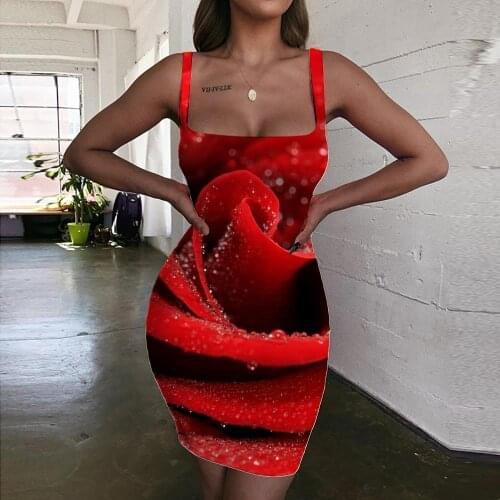 Giyu Brand Rose flower Dresses Women Beautiful Bodycon Dress Cool 3d Print Harajuku Sundress Womens Clothing Plus Size New Beach