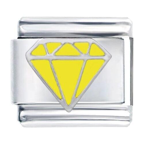 Composable Links Classic Size 9mm Fancy Girls Enamel Golden Diamond Italian Charm Bracelet Fit Zoppini Nomiation Brand