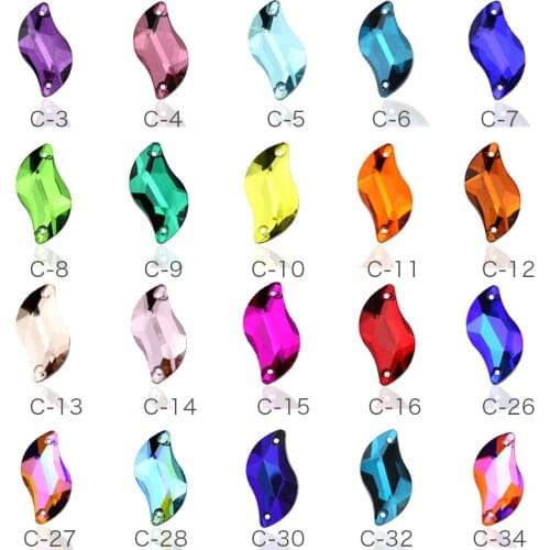 2020New S shape Glass Crystal AB Sew On Rhinestone Many Colors Flatback Glass Stone Sewing Rhinestone Wedding Dress B3516