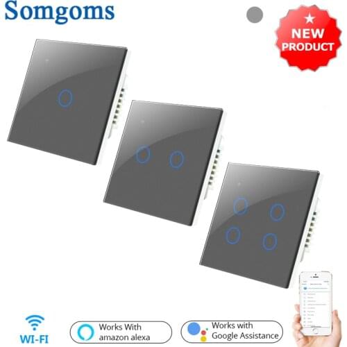 Wifi Smart Touch Switch Remote Control 1/2/3/4 Gang 2 Way AC 100V/220V Wireless Wall Light Switch EU/UK Standard Smart Home