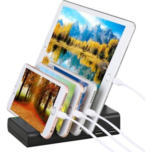 Charging Station,4 port Multiple USB Charger Station Charging Dock Desktop Organizer & Cell Phone Docking Station for smartphone