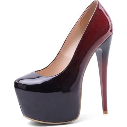 QPLYXCO Women High Heels16cm Fashion two wear Single Shoes Sexy Pumps Platform wedding party Shoes Woman large size 33-50 YM-156