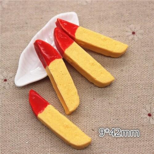 10pcs Cute 3D Resin French Fries Dipping Sauce Simulation Miniature Food Art DIY Craft Decoration,9*42mm