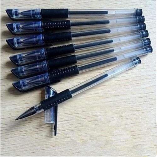 100 pcs /lot 0.5mm black gel pen carbon pen good writing pen red metal chirography office & school pen blue for student