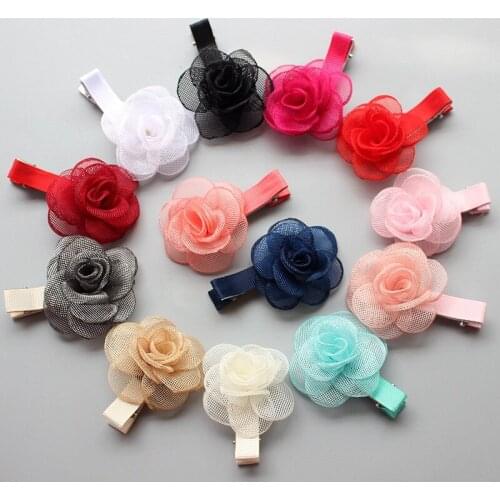 12pcs cute burned flowers hairpins fashion dancing headwear ornament for hair accessories girls hair clip