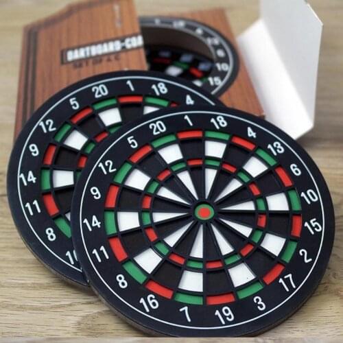 4 Pcs Mini Kitchen Table Mat Utensils Dart Board Styled Cup Mouse Pad Coaster Dart Board Drink Bottle Beer Beverage Placemat
