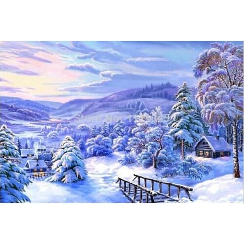 5D Diy Diamond Painting Cross Stitch Needlework Snow Mountain And Trees Square Rhinestones Sets Unfinished Home Decor