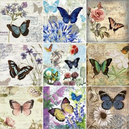 HUACAN Diamond Painting Buterfly Cross Stitch Full Square/Round Diamond Embroidery Mosaic Animal Handcraft