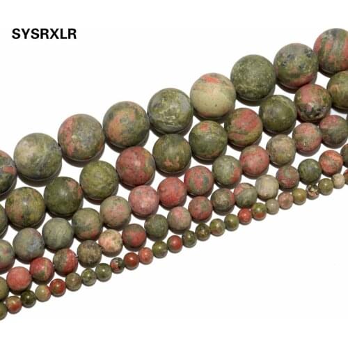 Free Shipping Dull Polish Natural Stone Unakite Round Beads For Jewelry Making DIY Bracelet Necklace 4/6/8/10/12 MM Strand 15