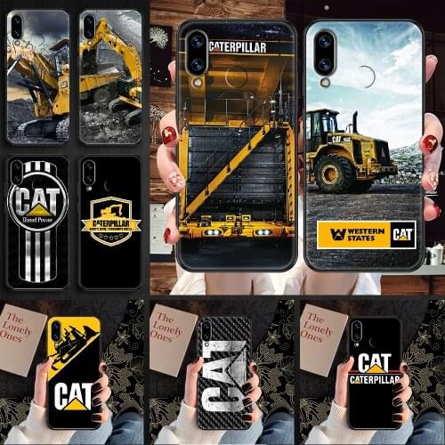 Excavator caterpillars Phone case For Huawei Honor 6 7 8 9 10 10i 20 A C X Lite Pro Play black painting cover soft bumper pretty
