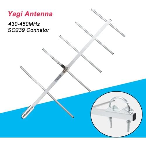 Two way radio antenna ham Amatur walkie talkie yagi Antenna UHF 430-450MHZ 11dB 100Wat Five Sections SO239 Connector