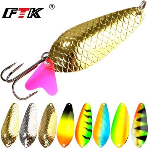 FTK 1PC 24g/30g/35g/42g Fishing Lure Spoon Noise Sequin Paillette Carp Hard Fishing Baits With 34647-BN Treble Hook Lure