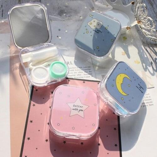 Contact Lenses Box Cute Kawaii Glasses Cosmetic Contact Lens Case For Eyes Travel Kit Holder Container Travel Accessaries