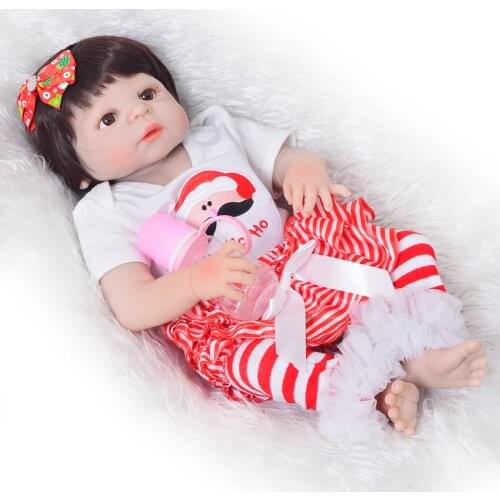 Beautiful Newborn Baby Doll 23''' For Kids Educational Toy full Silicone Reborn Dolls Babies real vinyl bebe Xmas Gift for girls