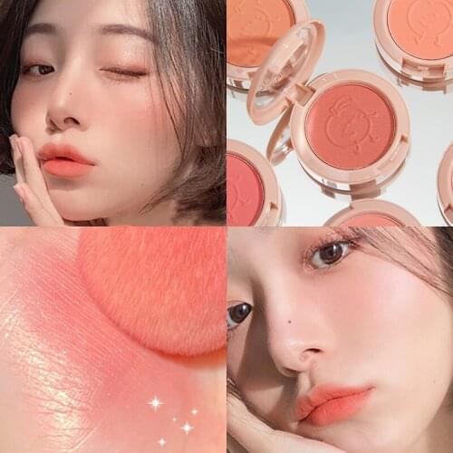 1 PC Monochrome Blush Brighten Complexion Cheek Blush Palette Eyeshadow Peach Matte Non-flying Powder Natural Makeup Cosmetics