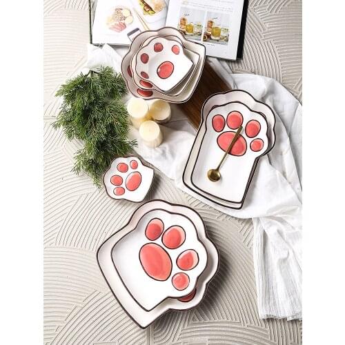 Dish Set Household Noodle Soup Bowl Single Combination Ceramic Tableware Gift Boxed Cute Meal Tableware Plate LB032009