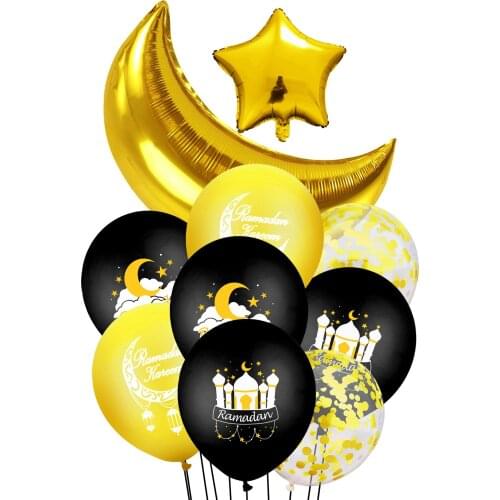 Eid Gold Balloon Set Gold Star Gold Moon Islamic Ramadan Kareem Pendant Home Decor Eid Al Adha EID Mubarak Muslim Ramadan Ballon