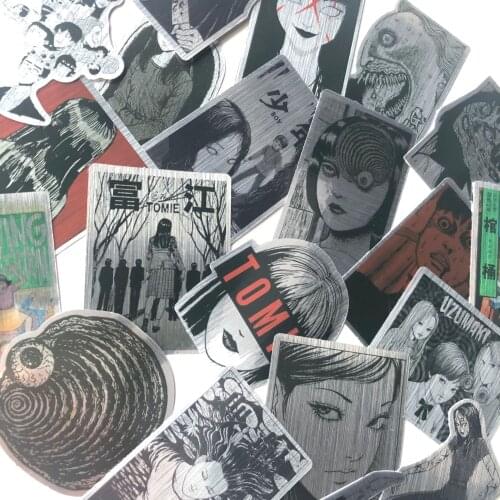 10/49pcs Horror Comic Fujiang Black and White Thriller Graffiti Stickers for Laptop Luggage Car Scrapbooking Sticker Children