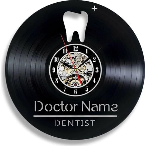 Teeth Vinyl Record Wall Clock Modern Design Dental Office Wall Sign 3D Decorative Vinyl Clock Wall Watch Gifts for Dentist