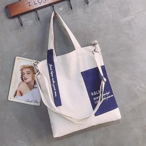 New canvas Cloth Handbags Shopping Bag Travel Women shopper Eco Reusable Shoulder Shopper Bags bolsas de tela beach bag