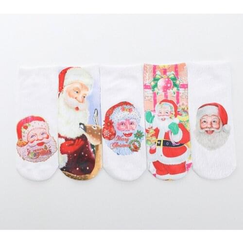 2021 New 3D Printed Female Christmas Socks Winter Kawaii Red White Elderly Cartoon Cotton Socks Girl Christmas Gifts Pop Socket